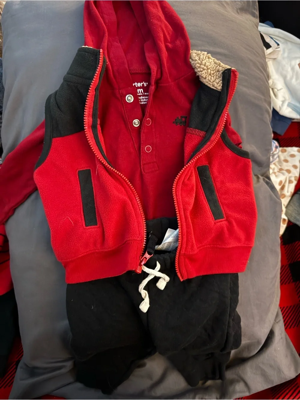 Carter's Red Snap-Front Baby Cardigan with Small Embroidered Logo